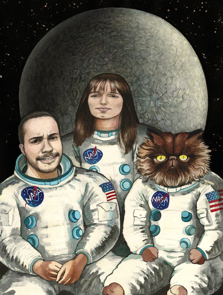 Custom family portrait inspired by Apollo 11